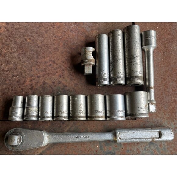 Vintage Mustang MS 41 1/2" Drive SAE Socket Set 13-Piece Chrome Vanadium Steel - Picture 4 of 8